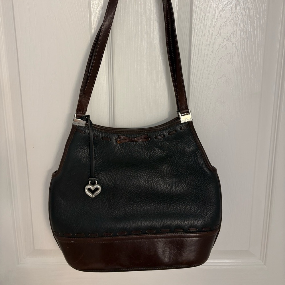 Elegant Black and Brown Leather Brighton Shoulder Bag